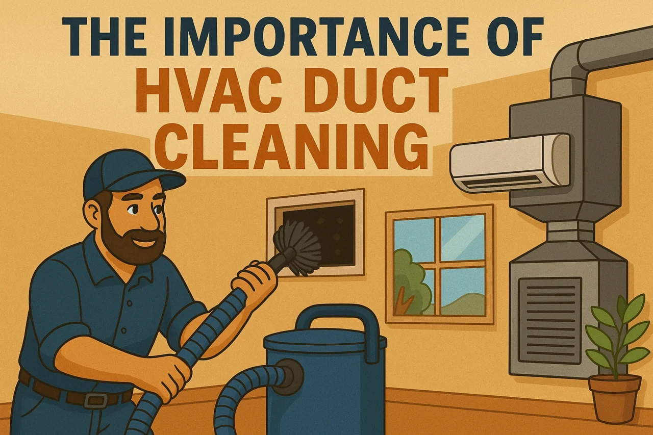 Technician cleaning HVAC duct for improved indoor air quality and system efficiency