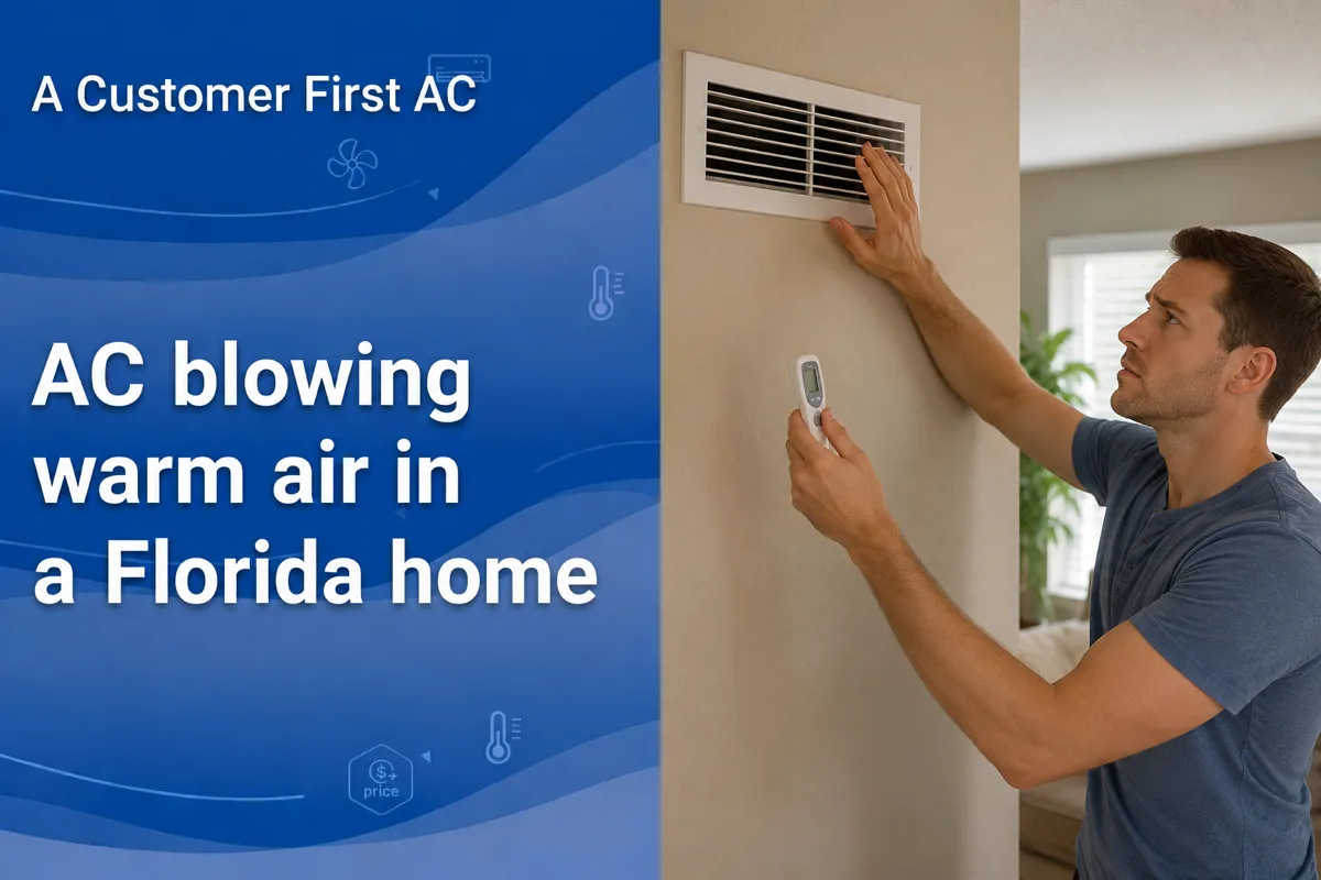 Air conditioner vent blowing warm air in a Florida home