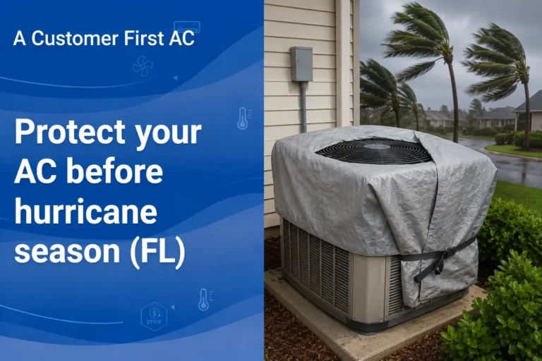Florida home AC condenser secured and protected before hurricane season