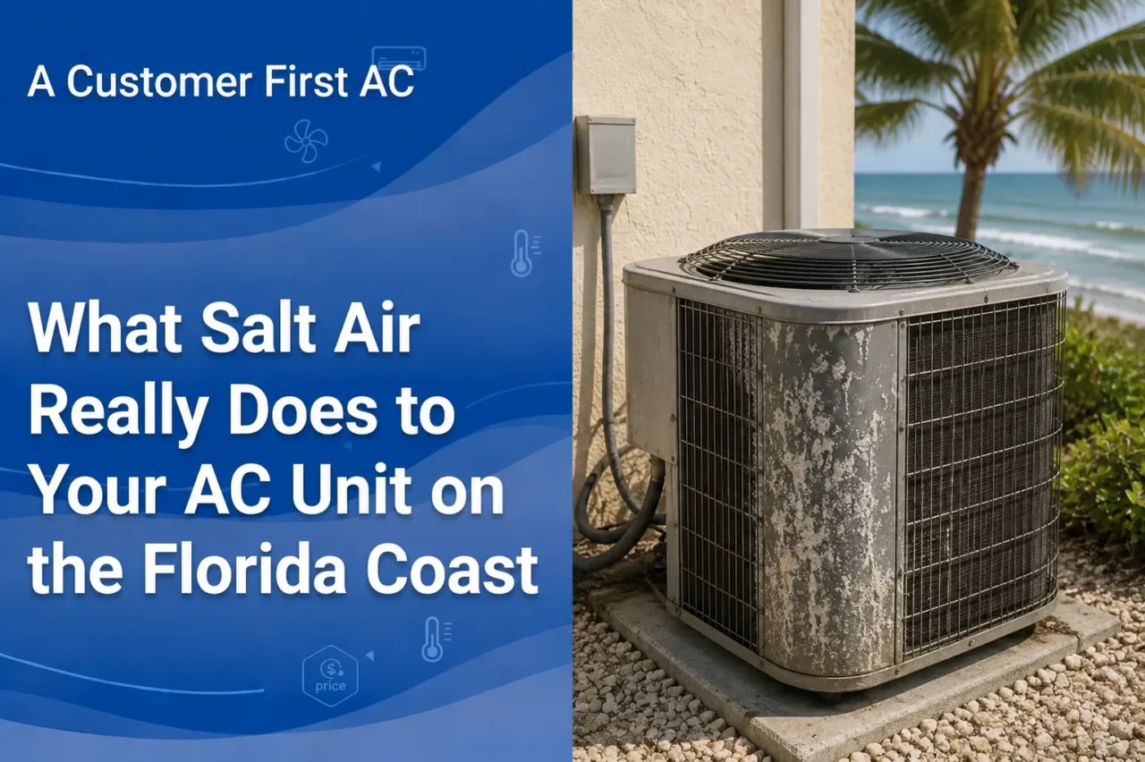 Salt air corrosion on an outdoor AC condenser on the Florida coast