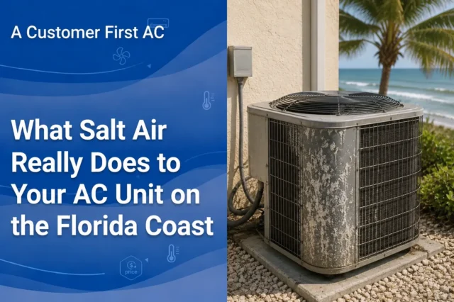 Salt air corrosion on an outdoor AC condenser on the Florida coast
